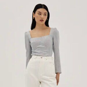 Tweed Bustier Long Sleeve Top